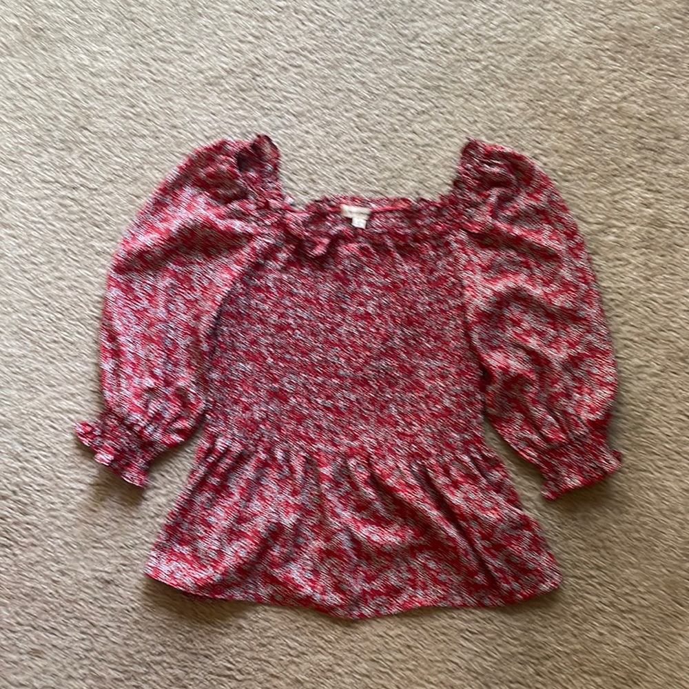 Red and black off the shoulder top